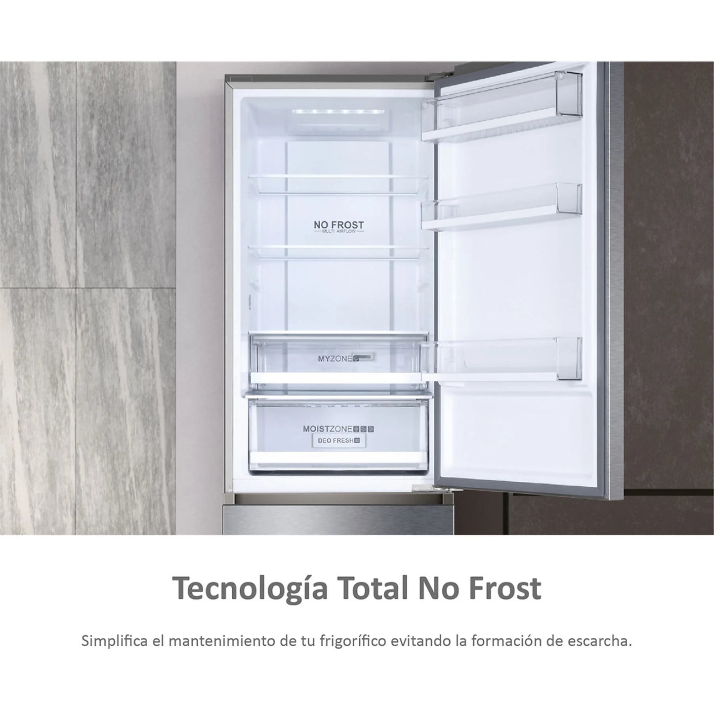 Frigorífico combi - Haier 3D 60 Series 3 A3FE737CGJ, No Frost, 200 cm