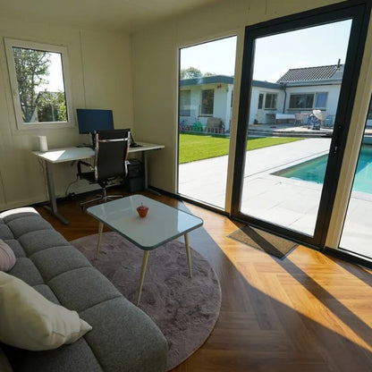 Caseta de jardín reformada de 12 m² – Acabado en madera y antracita